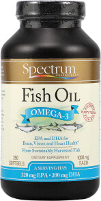 Рыбий жир и Омега 3, 6, 9 Spectrum Essentials Fish Oil Omega-3 Омега 3 из рыбьего жира для здоровья зрения мозга и сердца 1000 мг 250 гелевых капсул
