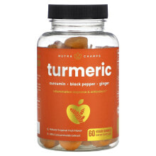 Антиоксиданты NutraChamps, куркума, вкус натуральных тропических фруктов, 60 веганских жевательных таблеток