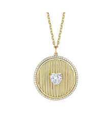 Купить кулоны и подвески Rachel Glauber: 14k Gold Plated with Cubic Zirconia Heart Medallion Pendant Necklace