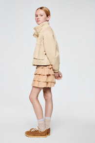 Ruffled linen blend skirt