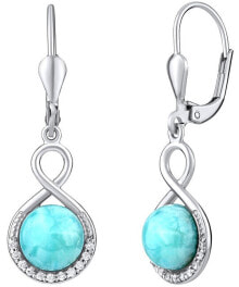 Ювелирные серьги silver earrings with natural Larimar JST14710LR