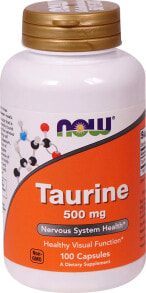 Аминокислоты nOW Foods Taurine Таурин для здоровья нервной системы и зрительной функции 500 мг 100 капсул