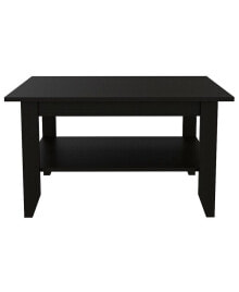 Simplie Fun essential Coffee Table, One Shelf, Four Legs - Black