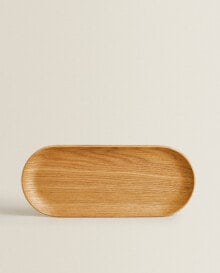 Oval wooden tray