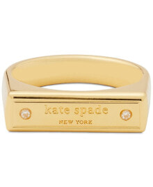 Купить кольца и перстни kate spade new york: Gold-Tone Pavé Logo Bar Ring