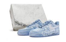 【定制球鞋】 Nike Air Force 1 Low LE 暴风雪废土做旧风 泼墨手绘 特殊鞋盒 低帮 板鞋 GS 白蓝 / Кроссовки Nike Air Force 1 Low LE GS DH2920-111