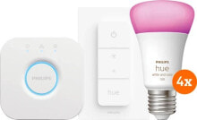 Philips Hue White and Color Starter Pack E27 with 4 Lights + Dimmer + Bridge