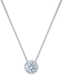 Купить ювелирные кулоны и подвески Arabella: Cubic Zirconia Halo Pendant Necklace in Sterling Silver