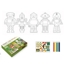PETIT COLLAGE Robot Paper Doll Chain Craft & Color