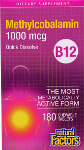 B vitamins natural Factors B12 Methylcobalamin -- 1000 mcg - 180 Chewable Tablets