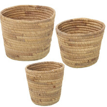 Set of Planters Alexandra House Living Brown Rattan Natural Fibre 3 Pieces