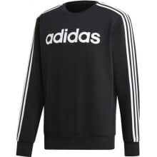 Мужской свитшот спортивный черный Adidas Essentials 3S Crew FL M DQ3084 sweatshirt