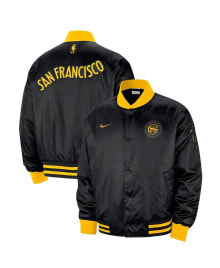 Nike men's Black Golden State Warriors 2023/24 City Edition Courtside Premier Full-Snap Bomber Jacket