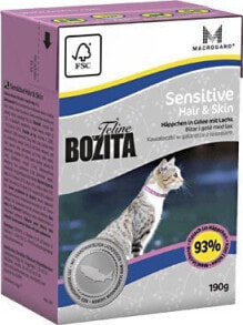 Влажные корма для кошек Влажный корм для кошек Bozita, для чувствительных, с лососем, 190 г