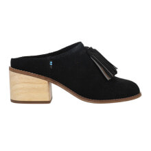 Купить черные женские туфли на каблуке TOMS: TOMS Leila Tassel Mules Womens Black Dress Casual 10012479