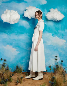 Купить женские вечерние платья Sister Jane: Sister Jane western cord embroidered shirt midaxi dress in white