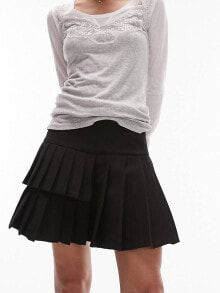 Женские мини-юбки topshop mini pleated tennis skirt in black