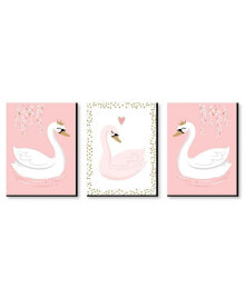 Big Dot of Happiness swan Soiree - White Swan Wall Art Room Decor - 7.5 x 10 inches Set of 3 Prints
