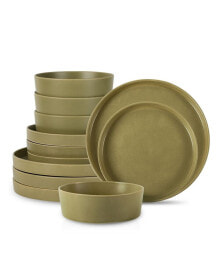 Stone by Mercer Project mODAN Stoneware Full 12 Pc Set, Service for 4