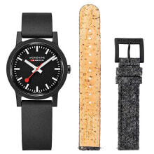 Мужские наручные часы с ремешком Мужские наручные часы с черным кожаным ремешком MONDAINE MS1.32120.RB.SET Watch