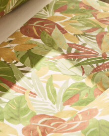 Leaf print flat sheet