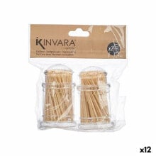 Toothpick holder Brown Transparent Wood Methacrylate 4,5 x 4,5 x 7,5 cm 2 Pieces (12 Units)