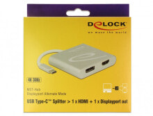 DeLOCK 87716 видео кабель адаптер 0,1 m USB Type-C HDMI + DisplayPort Серебристый