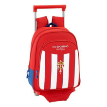 Детские школьные рюкзаки и ранцы для мальчиков школьный рюкзак для мальчика Real Sporting de Gijоn с колесиками, (27 x 10 x 67 cm)