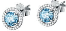 Женские ювелирные серьги Delicate silver earrings with aquamarine and crystals Tesori SAIW95
