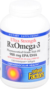Fish oil and Omega 3, 6, 9 natural Factors Ultra Strength RxOmega-3 with Vitamin D3 -- 150 Eneripure™Softgels
