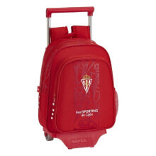 Детские школьные рюкзаки и ранцы для мальчиков школьный рюкзак с колесиками для мальчиков Real Sporting de Gijоn красный цвет