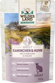 Купить влажные корма для кошек Wildes Land: Nassfutter Katze mit Kaninchen & Huhn, 100 g