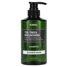 Шампуни для волос Кундал, Tea Tree & Macadamia, шампунь, белый мускус, 500 мл (16,9 жидк. Унции)