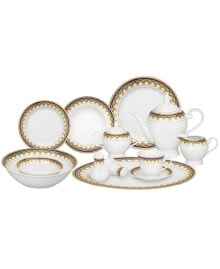 Lorren Home Trends 57 Piece Porcelain Dinnerware Set, Service for 8