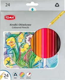 Цветные карандаши для рисования для детей toma Kredki ołówkowe trójkątne 24 kolory (382837)
