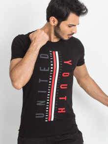Мужские футболки мужская футболка повседневная черная с надписями Factory Price T-shirt-298-TS-TL-87311.02X-czarny