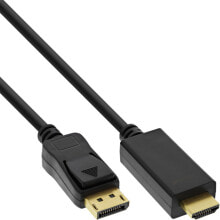 Компьютерный разъем или переходник Inline DisplayPort to HDMI converter cable, 4K/60Hz, black, 7,5m, 7.5 m, DisplayPort, HDMI, Male, Male, Straight