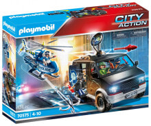 Детские игровые наборы и фигурки из дерева Набор с элементами конструктора Playmobil City action 70575 Погоня на вертолете за беглецами в фургоне