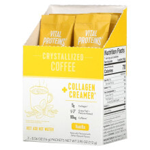 Растворимый кофе vital Proteins, Кристаллизованный кофе + коллагеновые сливки, ваниль, 7 пакетиков по 16 г (0,56 унции)