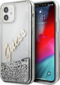 Guess Etui Guess GUHCP12SGLVSSI Apple iPhone 12 mini srebrny/silver hardcase Glitter Vintage Script