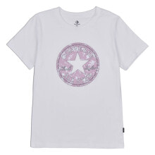 Мужские спортивные футболки Мужская спортивная футболка белая с логотипом Converse Fall Floral Patch Grapphic Tee