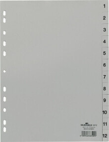 Durable Dividers for files gray A4 1-12 pp