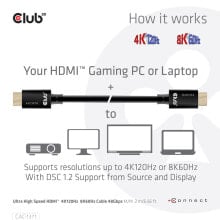 CLUB3D Ultra High Speed HDMI 2.1 Cable 10K 120Hz, 48Gbps Male/Male 1 m./3.28 ft. CAC-1371