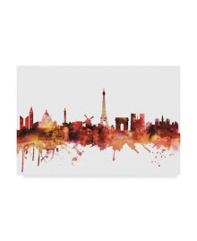 Trademark Global michael Tompsett Paris France Skyline Red Canvas Art - 37