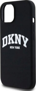 DKNY DKNY Liquid Silicone White Printed Logo MagSafe - Etui iPhone 12 / iPhone 12 Pro (czarny)