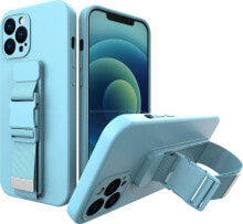 Hurtel Rope case żelowe etui ze smyczą łańcuszkiem torebka smycz iPhone 13 Pro niebieski