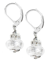 Серьги Элегантные белые красивые серьги из чистого серебра с жемчугом Lampglas ESH1