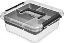 ORPLAST Container with a Lid and 4 Compartments Organizer with a Handle SimpleStore 6 L universal