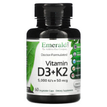 Витамин D Эмеральд Лабораторис, Витамин D3 и K2, 60 растительных капсул