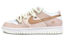 【定制球鞋】 Nike Dunk Low 闪粉跳跳糖 少女清新 七夕 解构 贴布 低帮 板鞋 GS 白粉 / Кроссовки Nike Dunk Low GS DH9765-100